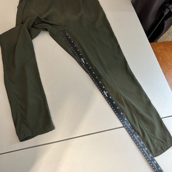 Ginia Silk Pants Womens XS Green Tapered Lightweight Pull On Stretch Pockets - Picture 8 of 12